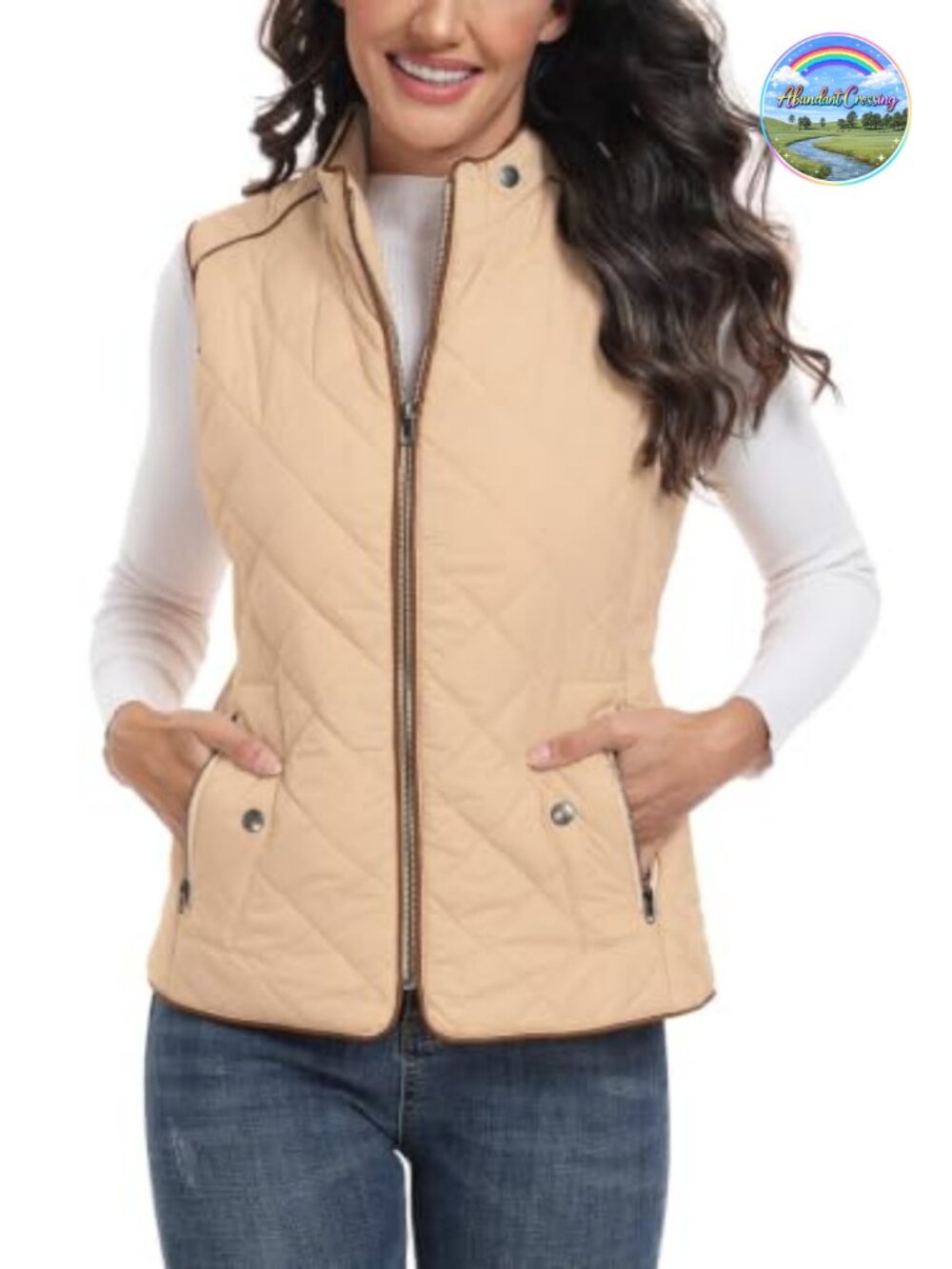 Quilted Vest Stand Collar Lightweight Zip Padded Pockets